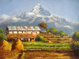 Mt Fistal and village of Nepal