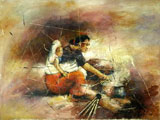 Daily life painting of Nepal