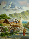 Mt Fistel and village of Nepal